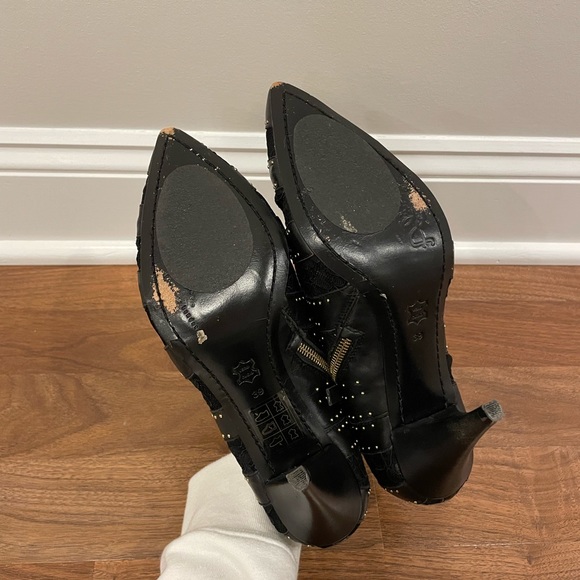 Alice + Olivia Calissa Studded Heel Lace Ankle Booties Pointed Toe Women’s sz 8 - Picture 10 of 14